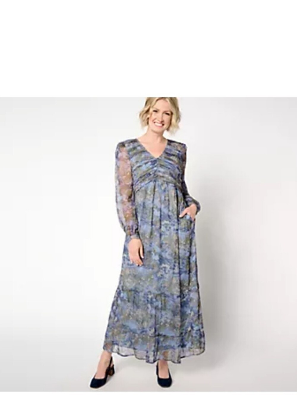 Me by Jennie Garth Regular Misty Woven Maxi Dress Sz L